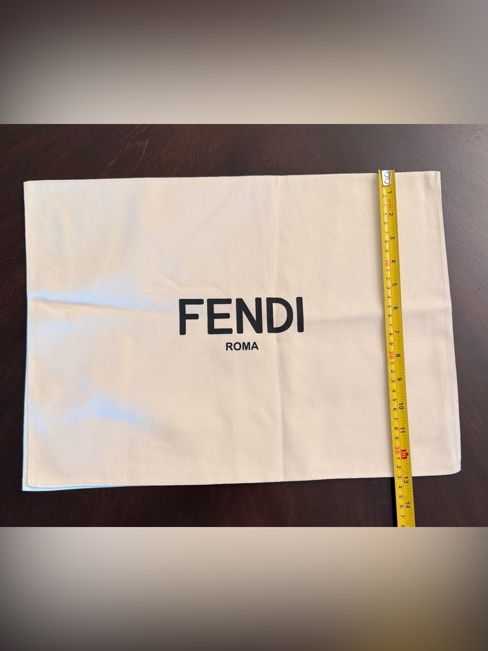 Fendi Beige and Black Logo Dust Pouch 18x13